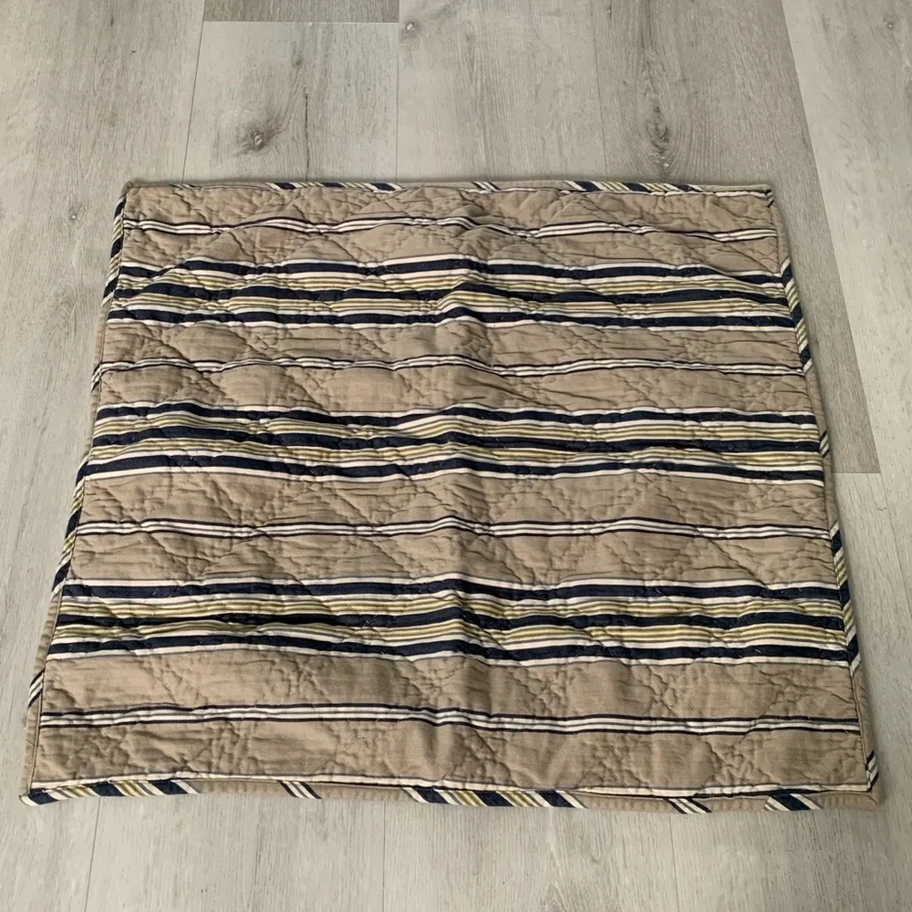 Pottery barn Celeste quilted pillows euro shams striped navy beige set of‎ 2